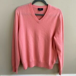 Brooks Brothers 346 Cashmere V Neck Salmon Sweater Size Medium